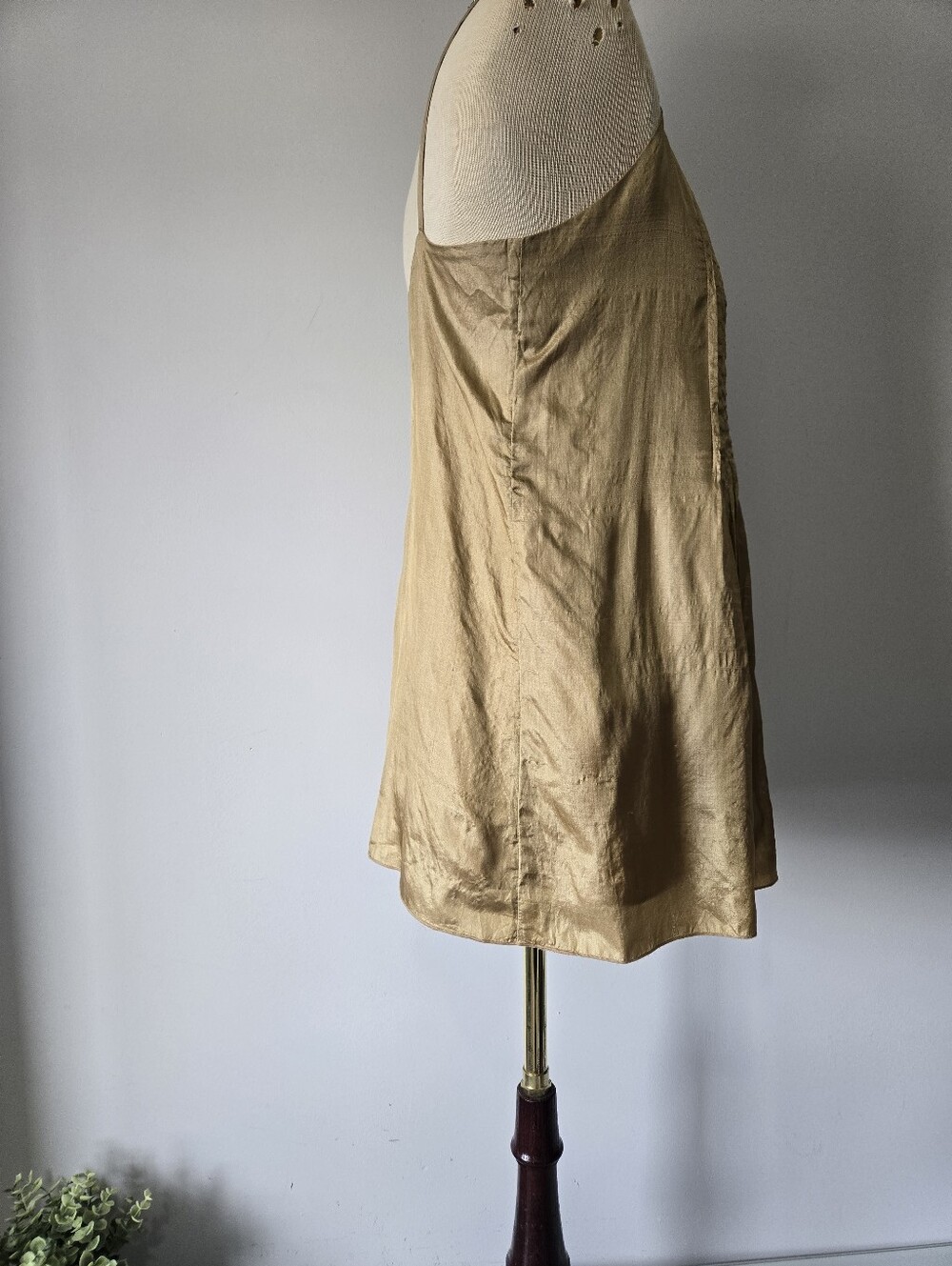 Eileen Fisher 100% Silk Shimmery Tan-Gold Camisole Top. Size XS - Picture 6 of 12